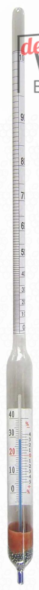 Alkoholspindel 0-100% - mit Thermometer