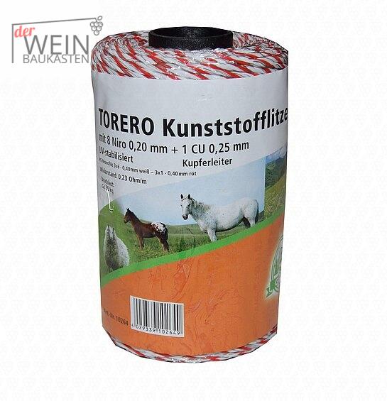 Torero Weidezaun-Kunststofflitze 200m weiß/rot